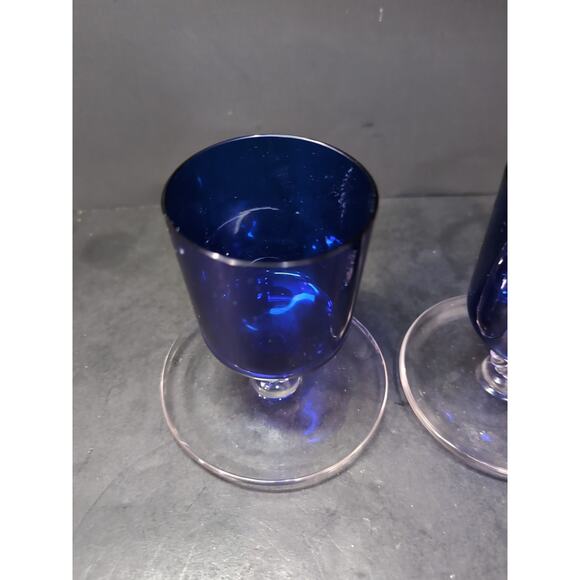 Cambridge Glass Footed Cigarette‎ Urns, Set of 2, Cobalt Sapphire Blue, Vintage - Picture 5 of 11